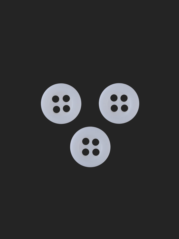 Round Shape 4-Hole White Rounded Rim 9mm Shirt Button