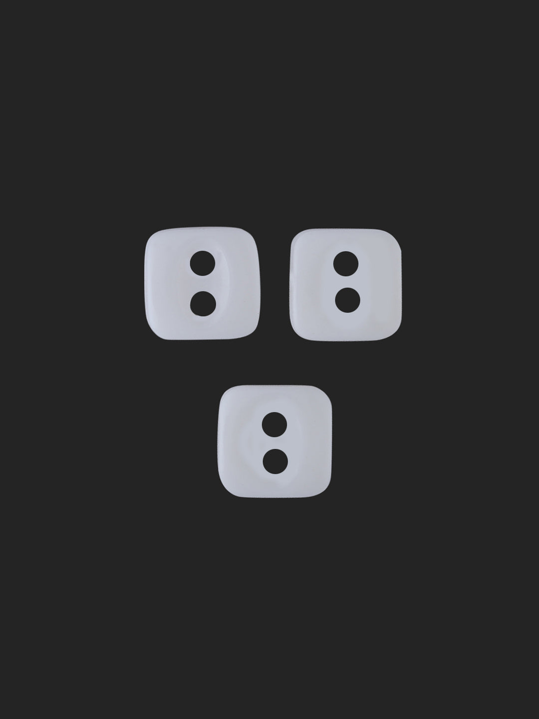 White Rounded Square Shape 2-Hole 7mm Shirt Button
