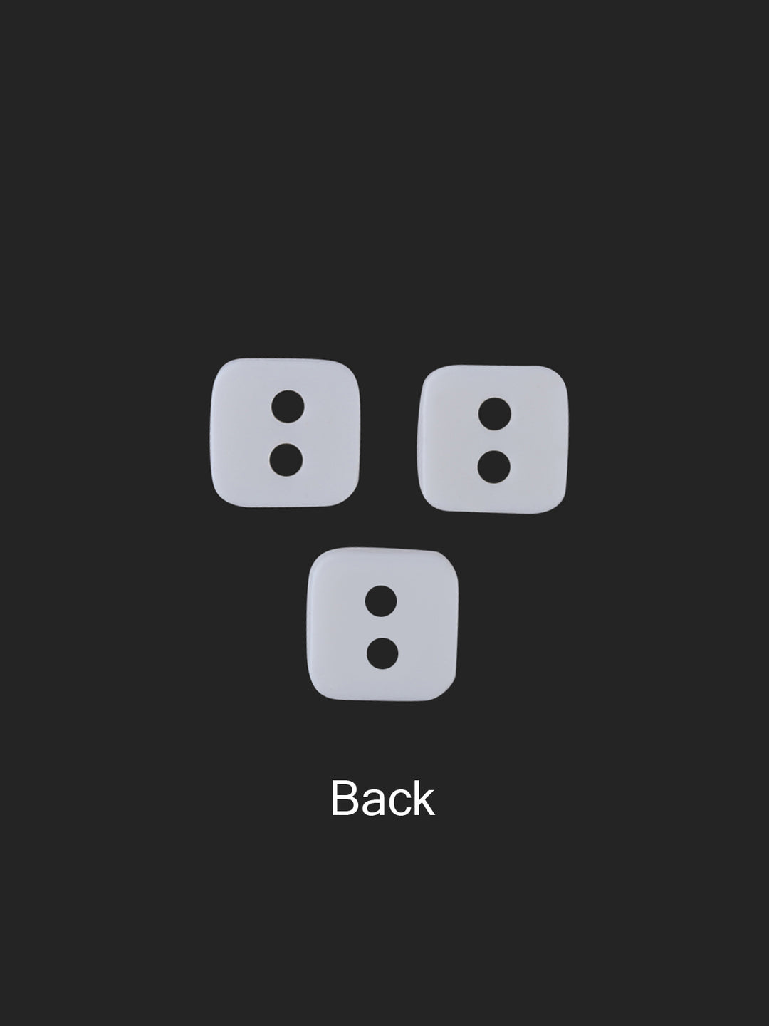 White Rounded Square Shape 2-Hole 7mm Shirt Button