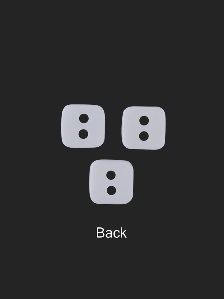 White Rounded Square Shape 2-Hole 7mm Shirt Button