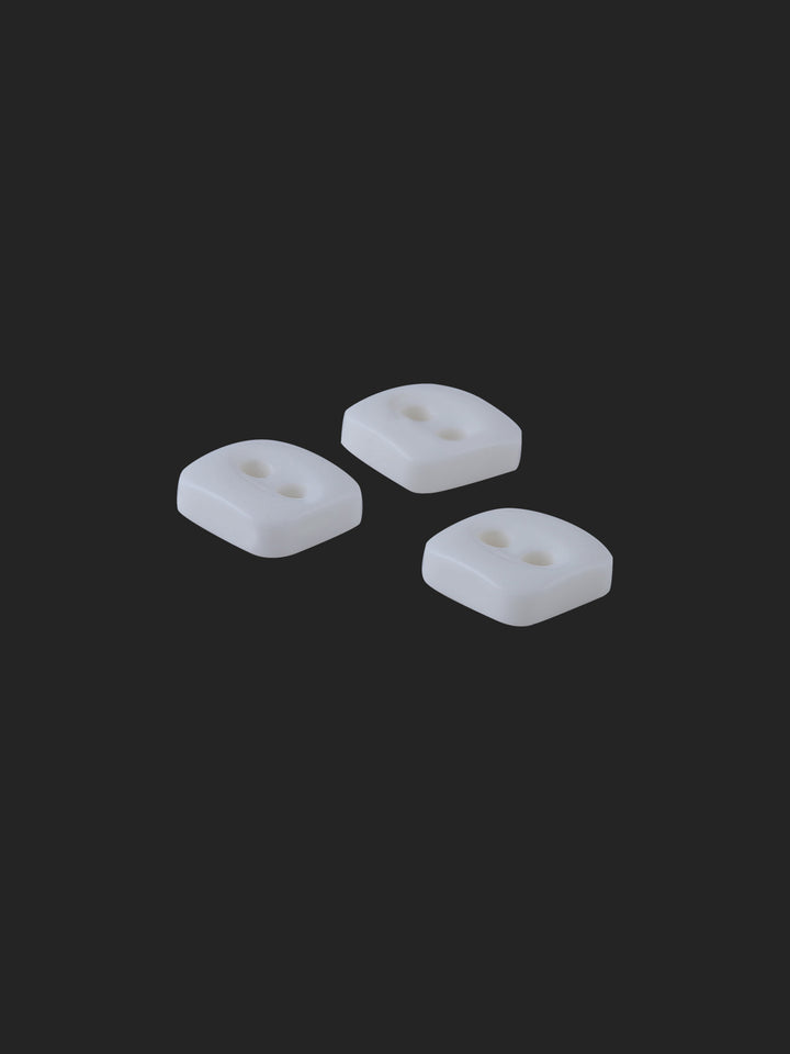 White Rounded Square Shape 2-Hole 7mm Shirt Button