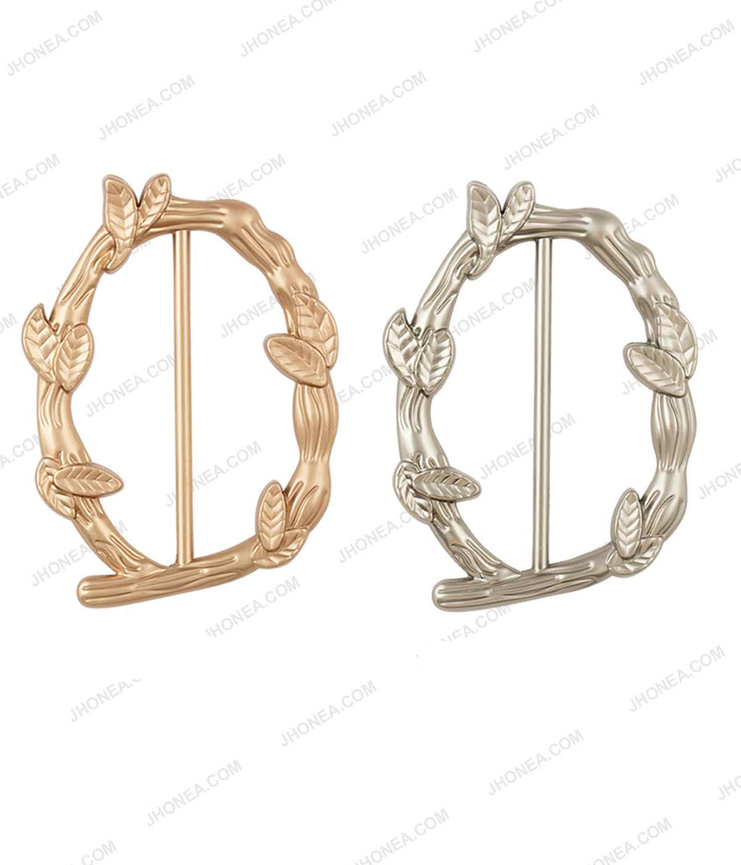 Oval Shape Branches & Leaves Wreath Design Sliding Belt Buckle
