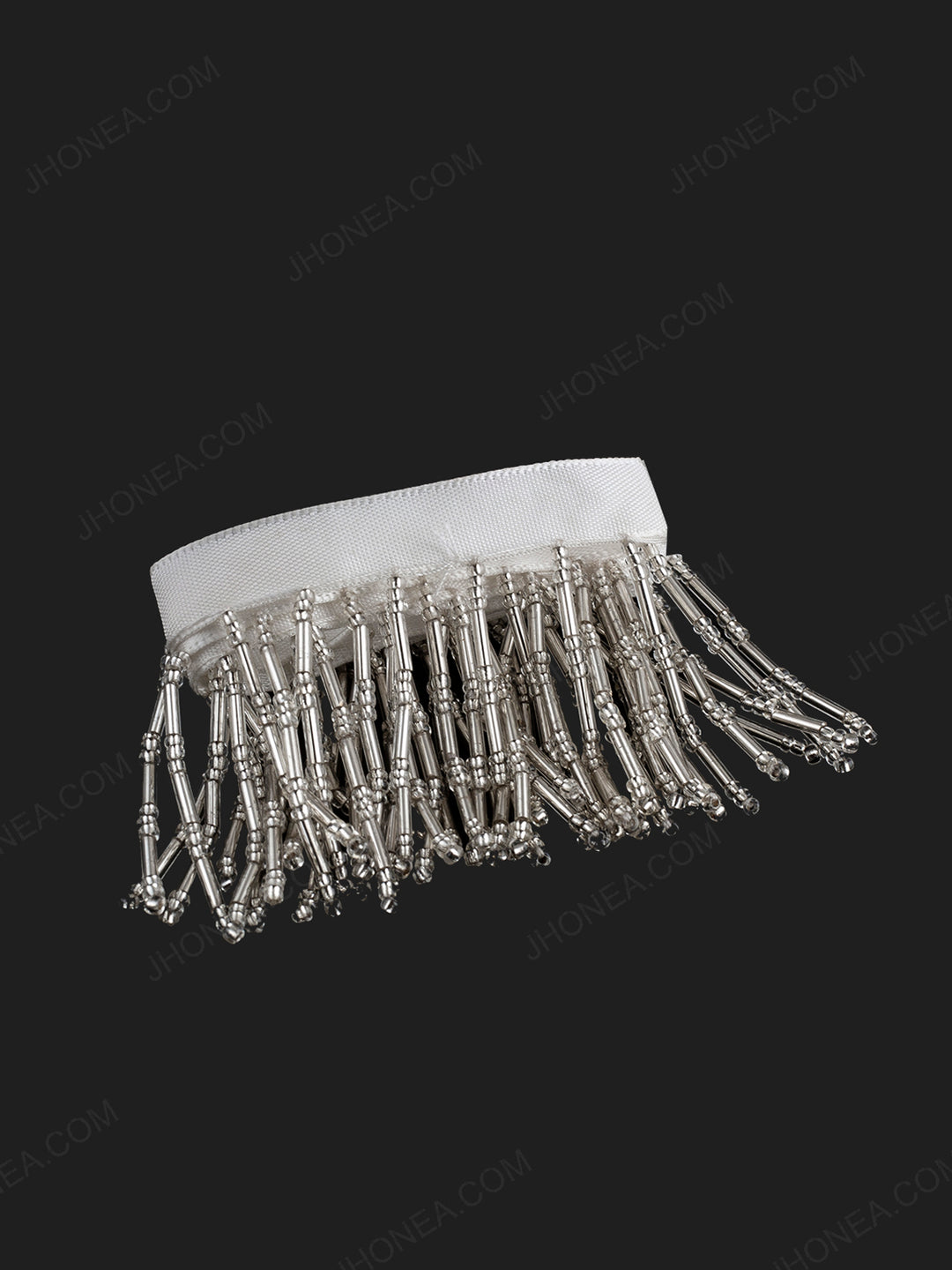 Silver Beaded Long Tassel Trim Lace for Ladies