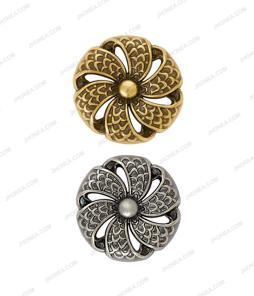 Antique Ancient Tibetan Style Flower Design Metal Buttons