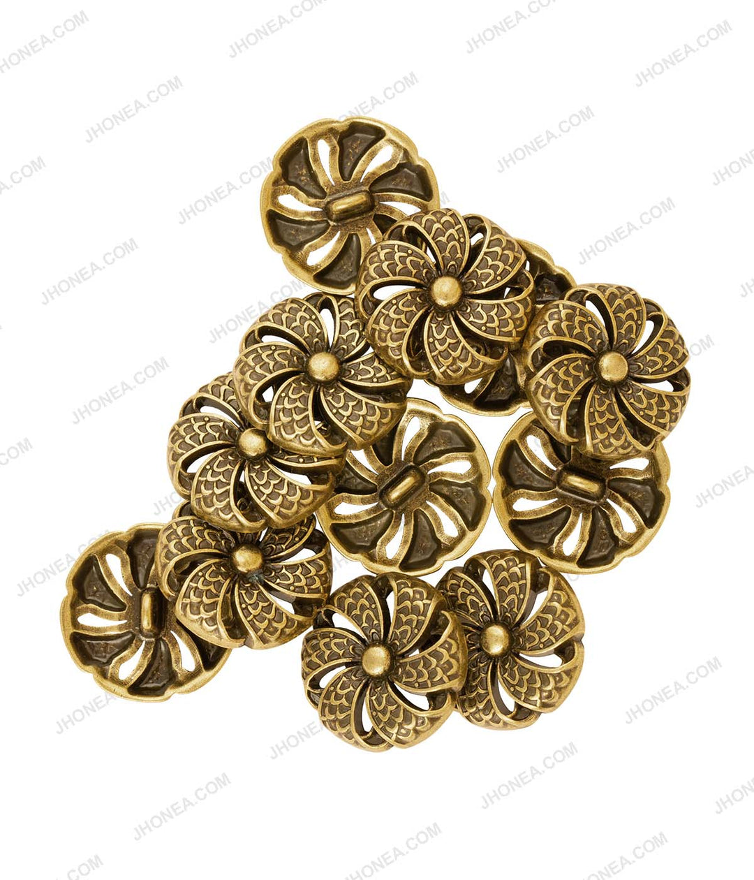 Antique Ancient Tibetan Style Flower Design Metal Buttons
