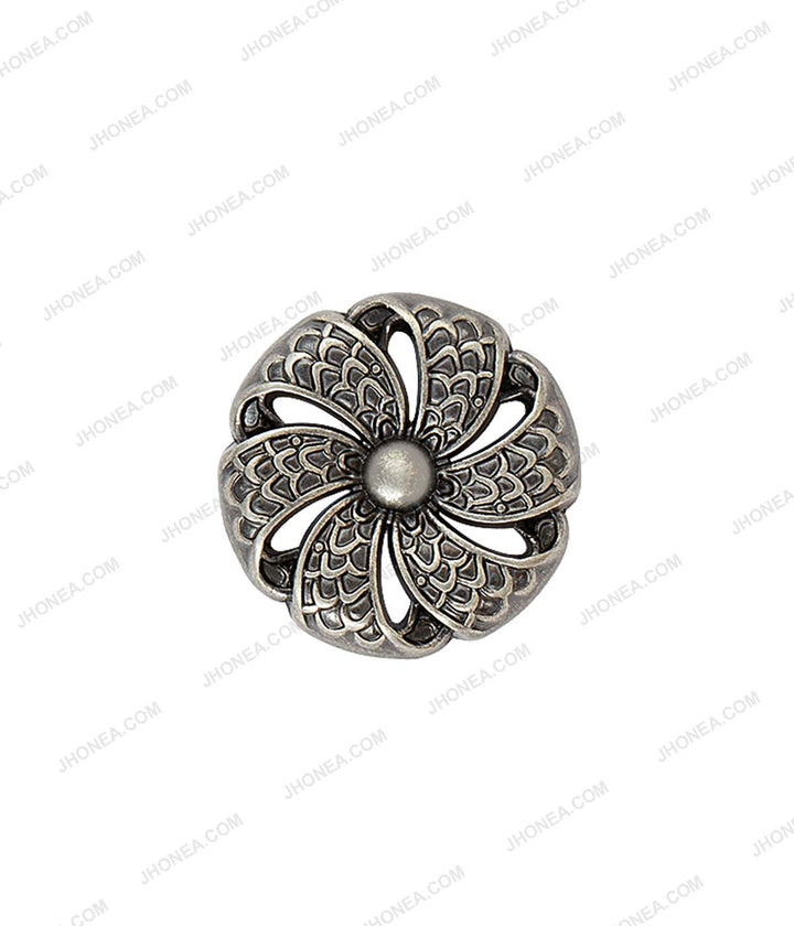 Antique Ancient Tibetan Style Flower Design Metal Buttons