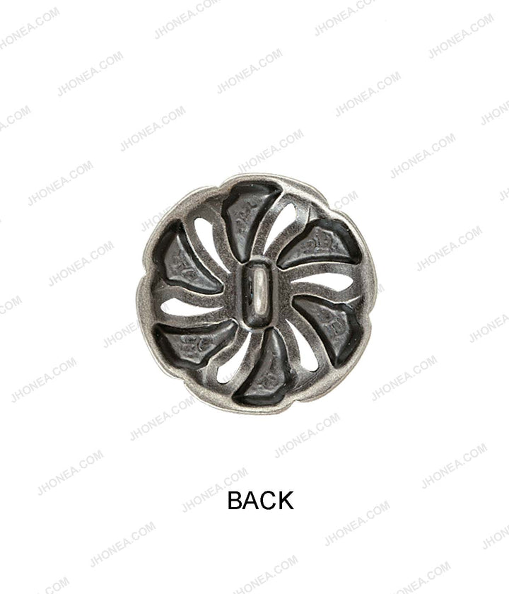 Antique Ancient Tibetan Style Flower Design Metal Buttons