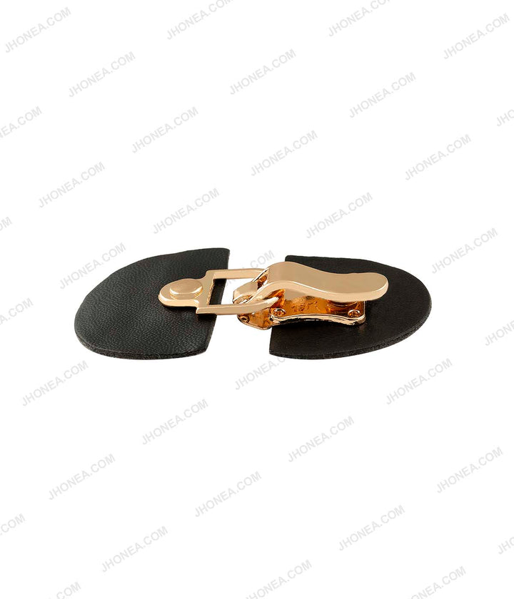 Small Openable Clip Shiny Gold with Black PU Buckle