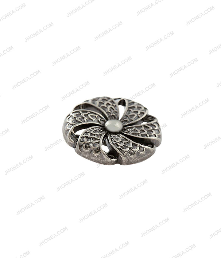 Antique Ancient Tibetan Style Flower Design Antique Silver Metal Buttons