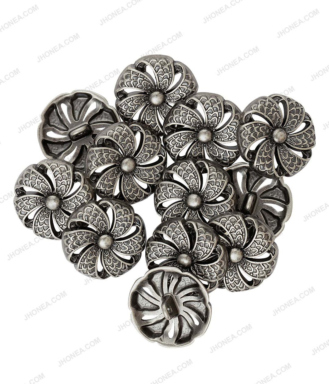 Antique Ancient Tibetan Style Flower Design Metal Buttons