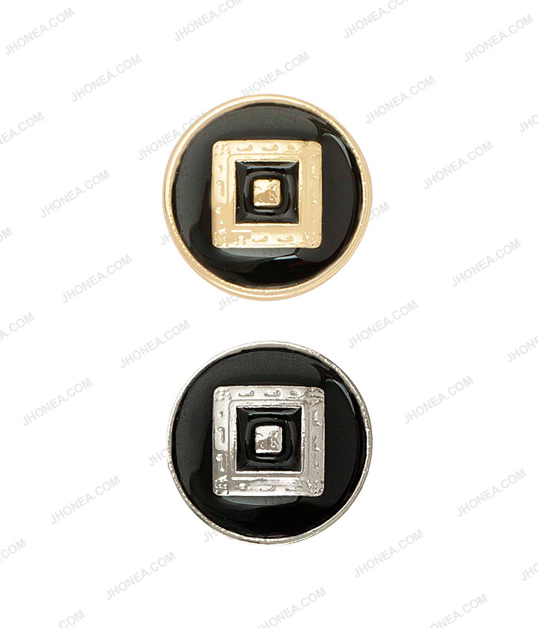 Shiny Gold & Shiny Silver Black Enamel Royal Men's Shirt Buttons