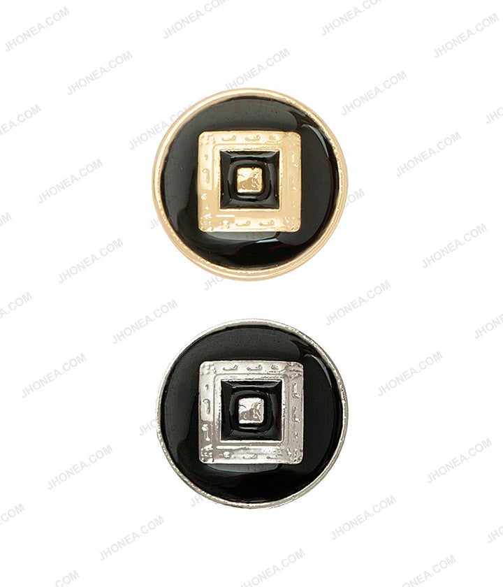 Shiny Gold & Shiny Silver Black Enamel Royal Men's Shirt Buttons