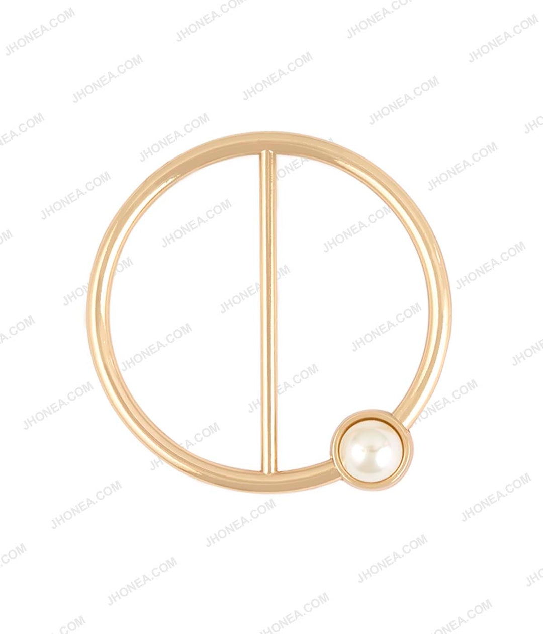 Shiny Gold Sliding Belt Buckle with Faux Pearl Accent