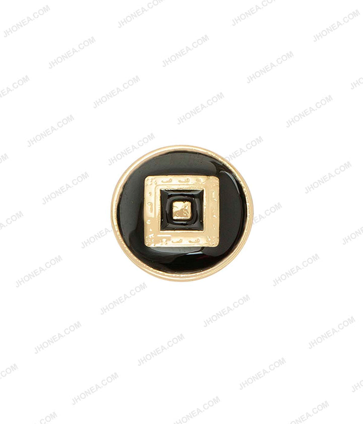 Shiny Gold with Black Enamel Royal Men's Shirt Buttons