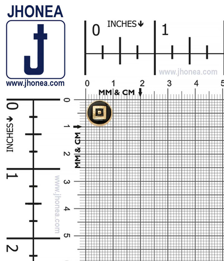 Shiny Gold & Shiny Silver Black Enamel Royal Men's Shirt Buttons