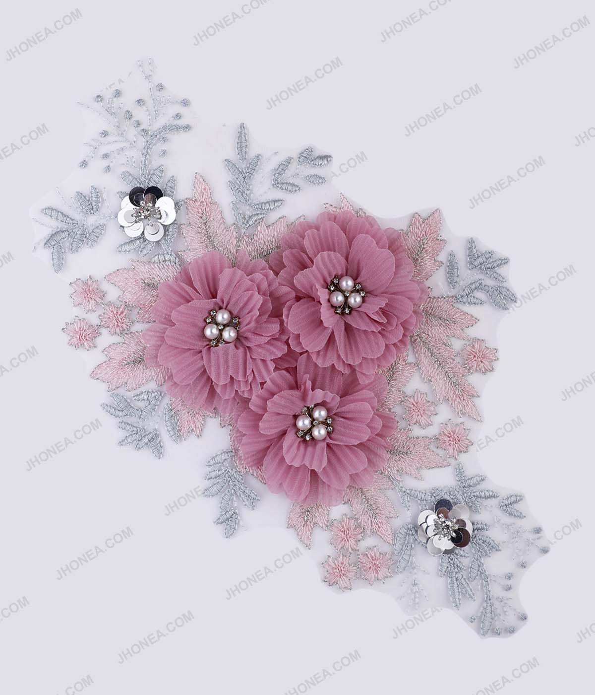 Mirror Flower Patches,2910cm ,pink Flower Applique,orange Flower