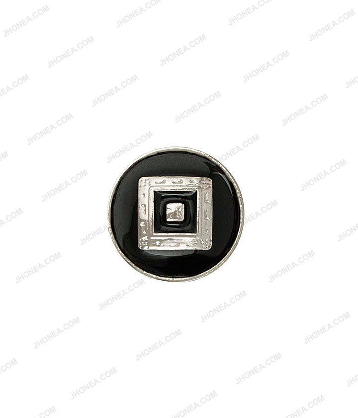 Shiny Silver with Black Enamel Royal Men's Shirt Buttons