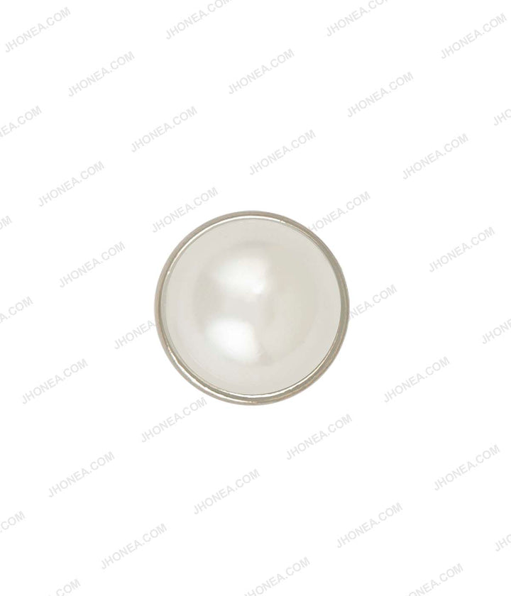 Shiny Silver with White Faux Pearl Buttons for Kurta/Kurti