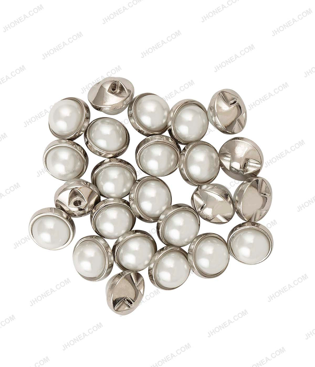 Shiny Silver with White Faux Pearl Buttons for Kurta/Kurti