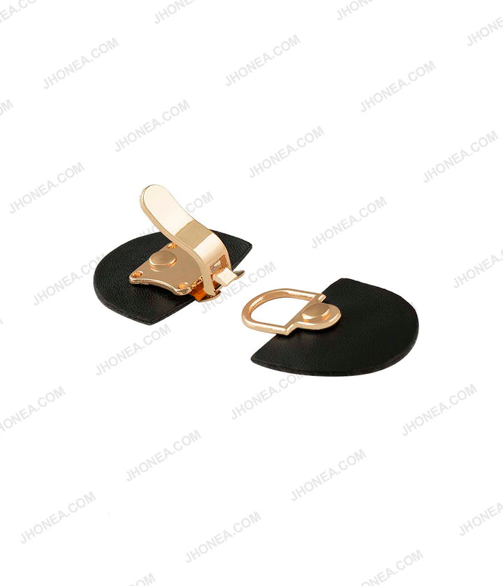 Small Openable Clip Shiny Gold with Black PU Buckle