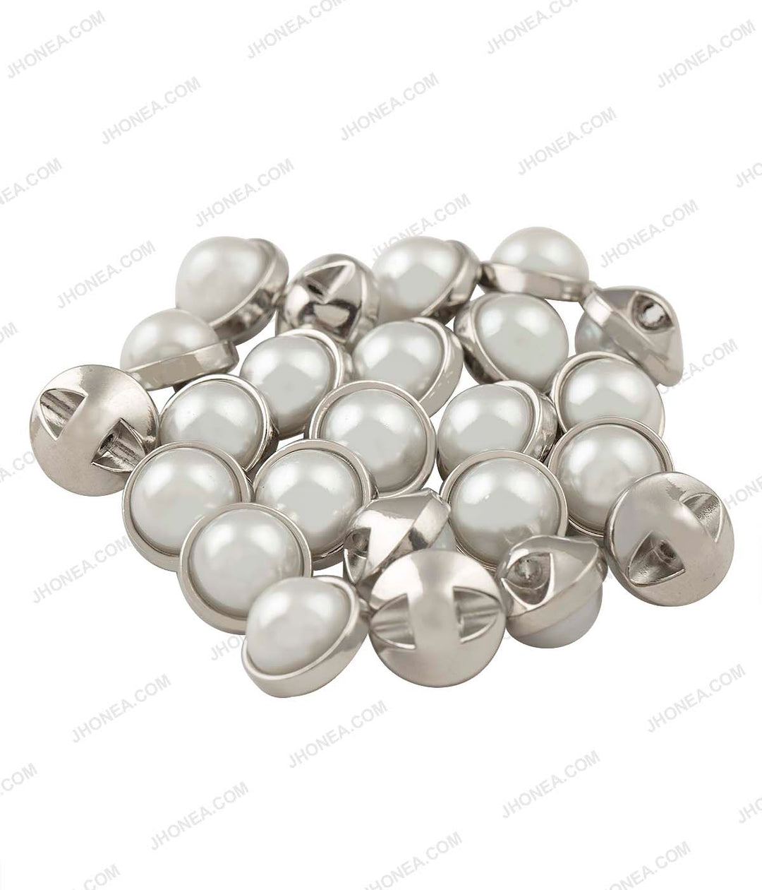 Shiny Silver with White Faux Pearl Buttons for Kurta/Kurti