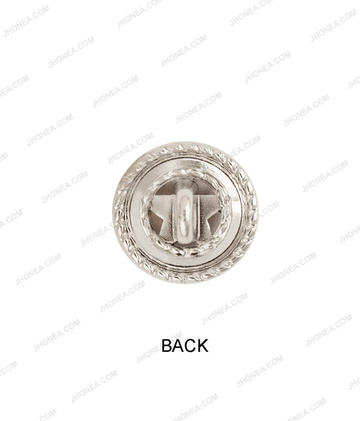 Shiny Silver Star Rope Rim Edge with Black Enamel Shirt Buttons