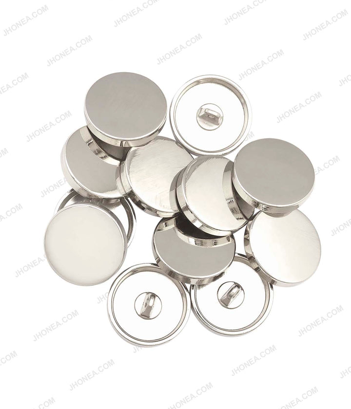 Premium Smooth Shiny Silver Surface Shirt/Coat Classic Loop Metal Buttons