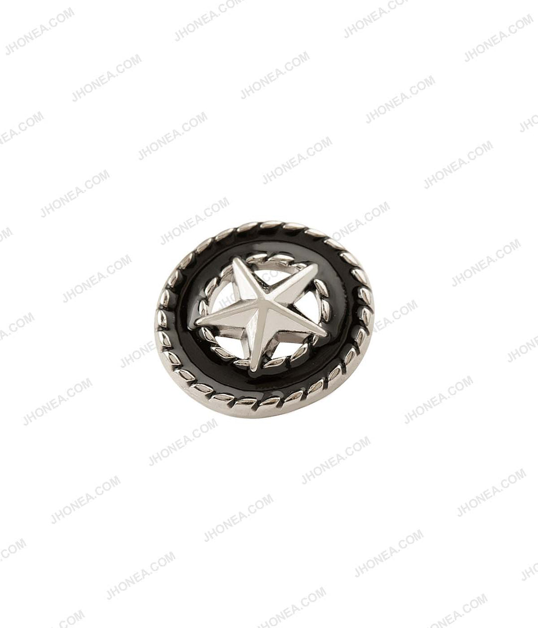 Shiny Silver Star Rope Rim Edge with Black Enamel Shirt Buttons