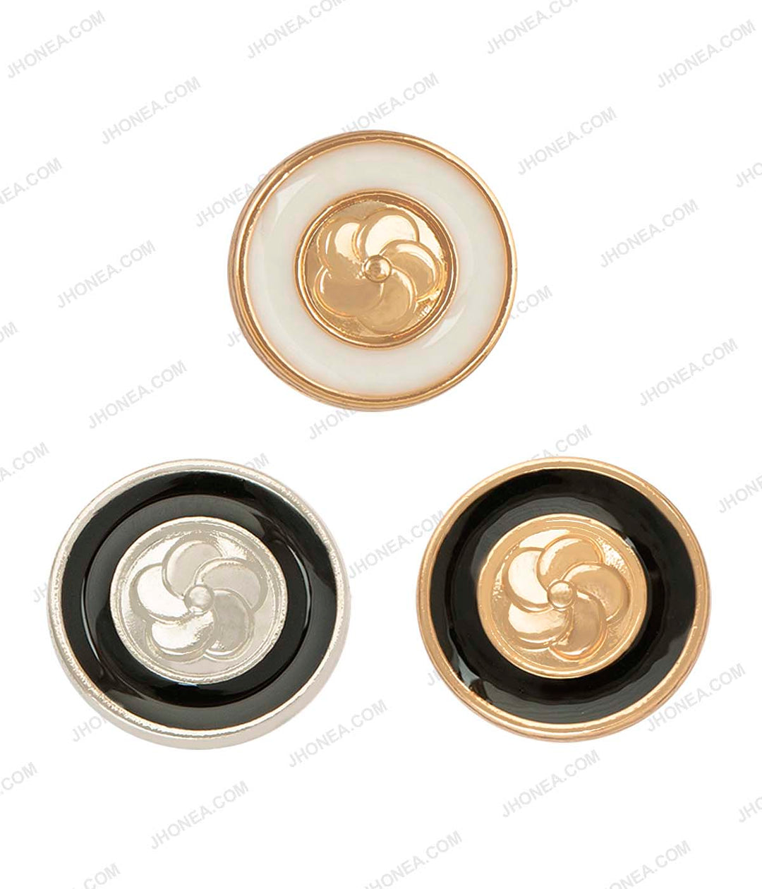 Shiny Embossed Flower Enamel Rim Border 10mm Shirt Buttons