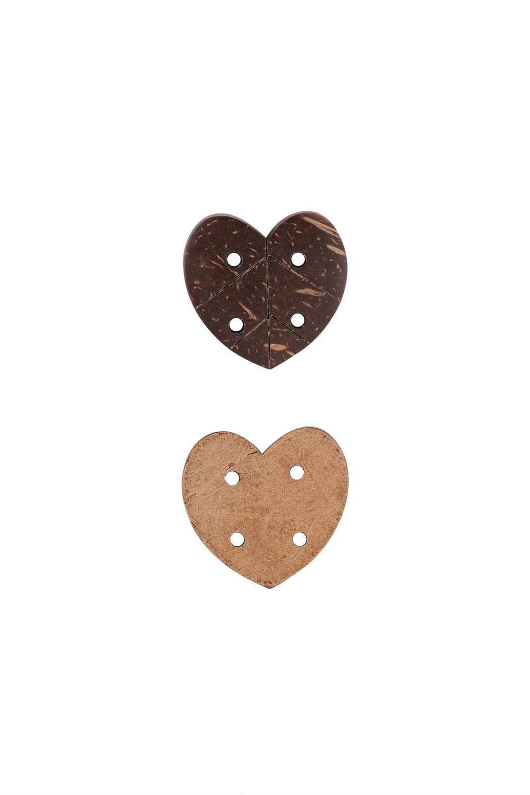 Heart Shape 4-Hole Adorable Brown Coco Buttons