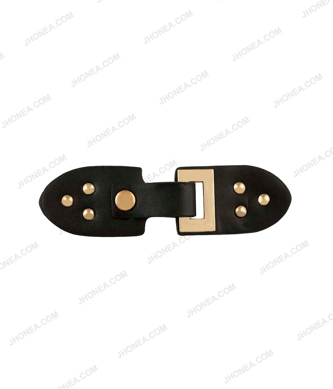 Shiny Gold with Black PU Belt with Golden Rivet Studs Embellishment