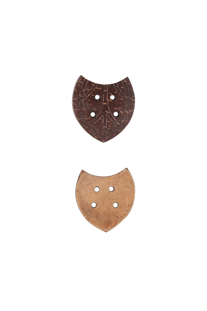 Classic Shield Shape 4-Hole Brown Coco Buttons