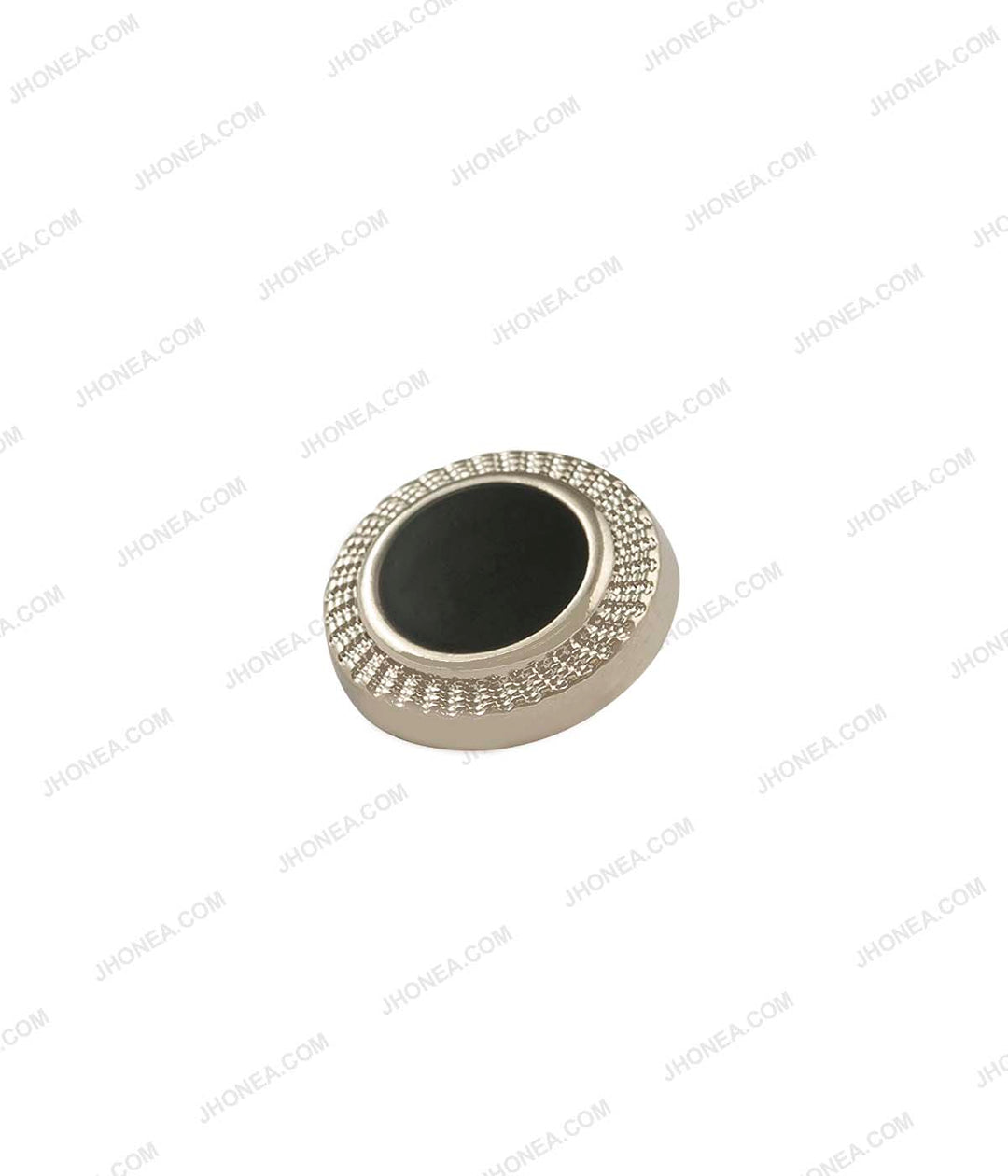 Shiny Silver Engraved lines Rim Border with Black Enamel Shirt Buttons
