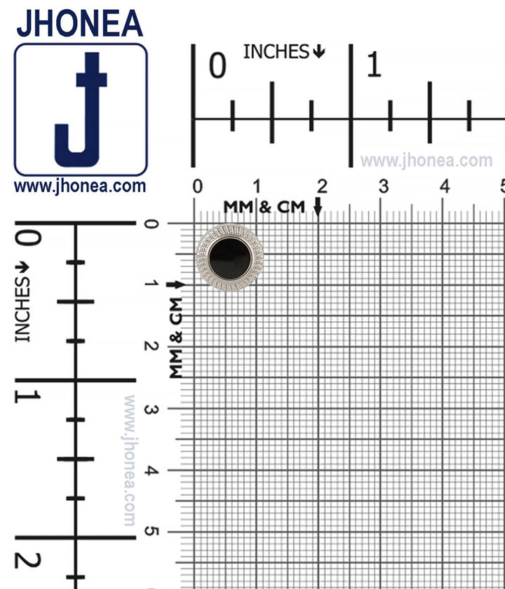 Shiny Silver Engraved lines Rim Border with Black Enamel Shirt Buttons