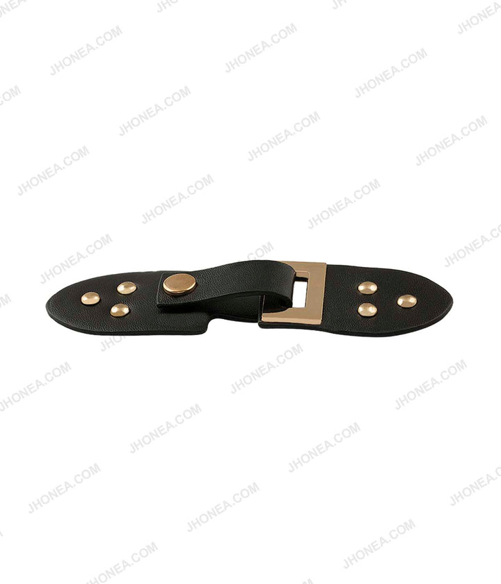 Shiny Gold with Black PU Belt with Golden Rivet Studs Embellishment