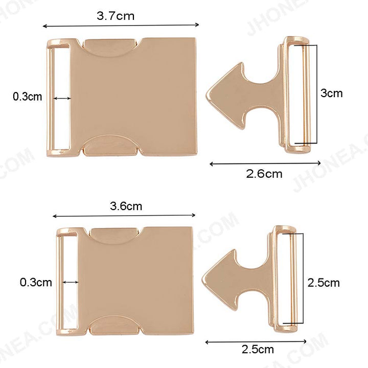 Smooth Shiny Gold 2 Part Side Release Buckle for Straps