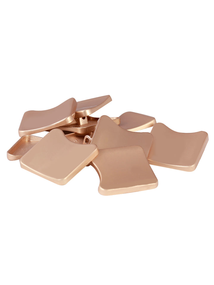 Square Shape Matte Finish Downhole Loop Shank Metal Button in Matte Gold Color