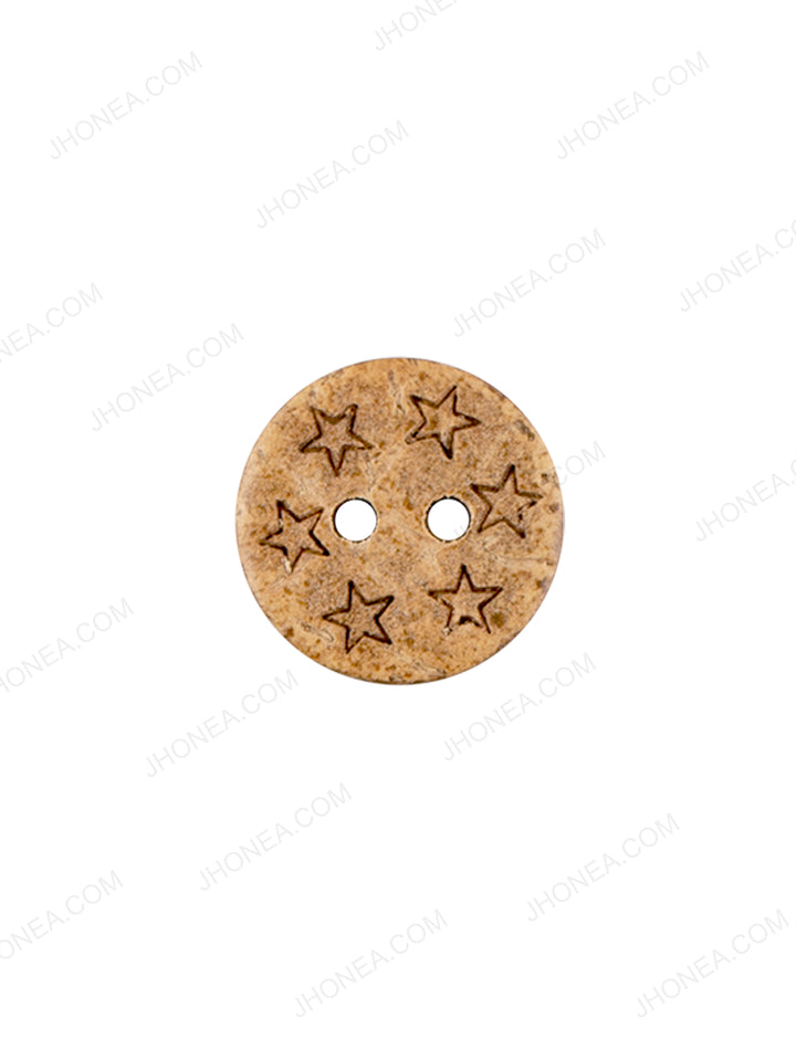 Star Design Round Coco Natural Buttons