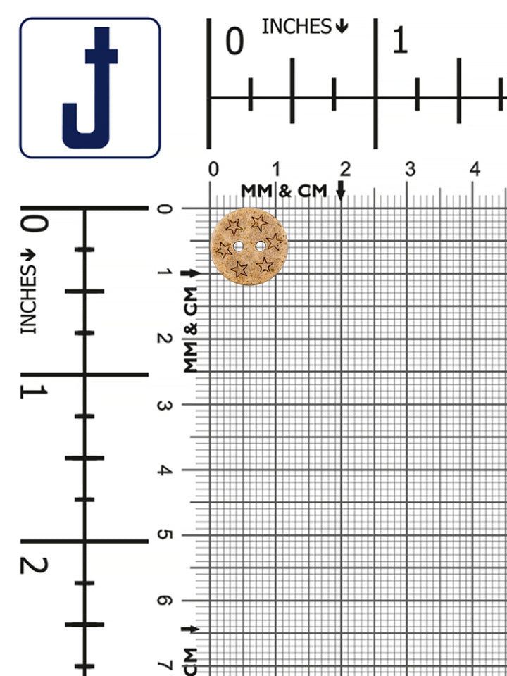 Star Design Round Coco Natural Buttons