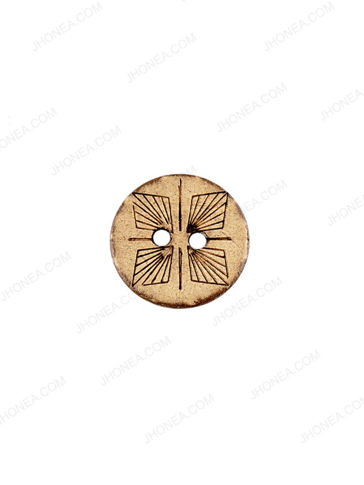 Geometrical Design Round Coco Natural Buttons