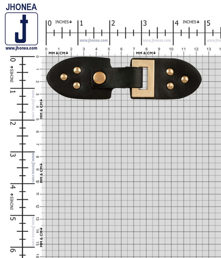 Shiny Gold with Black PU Belt with Golden Rivet Studs Embellishment