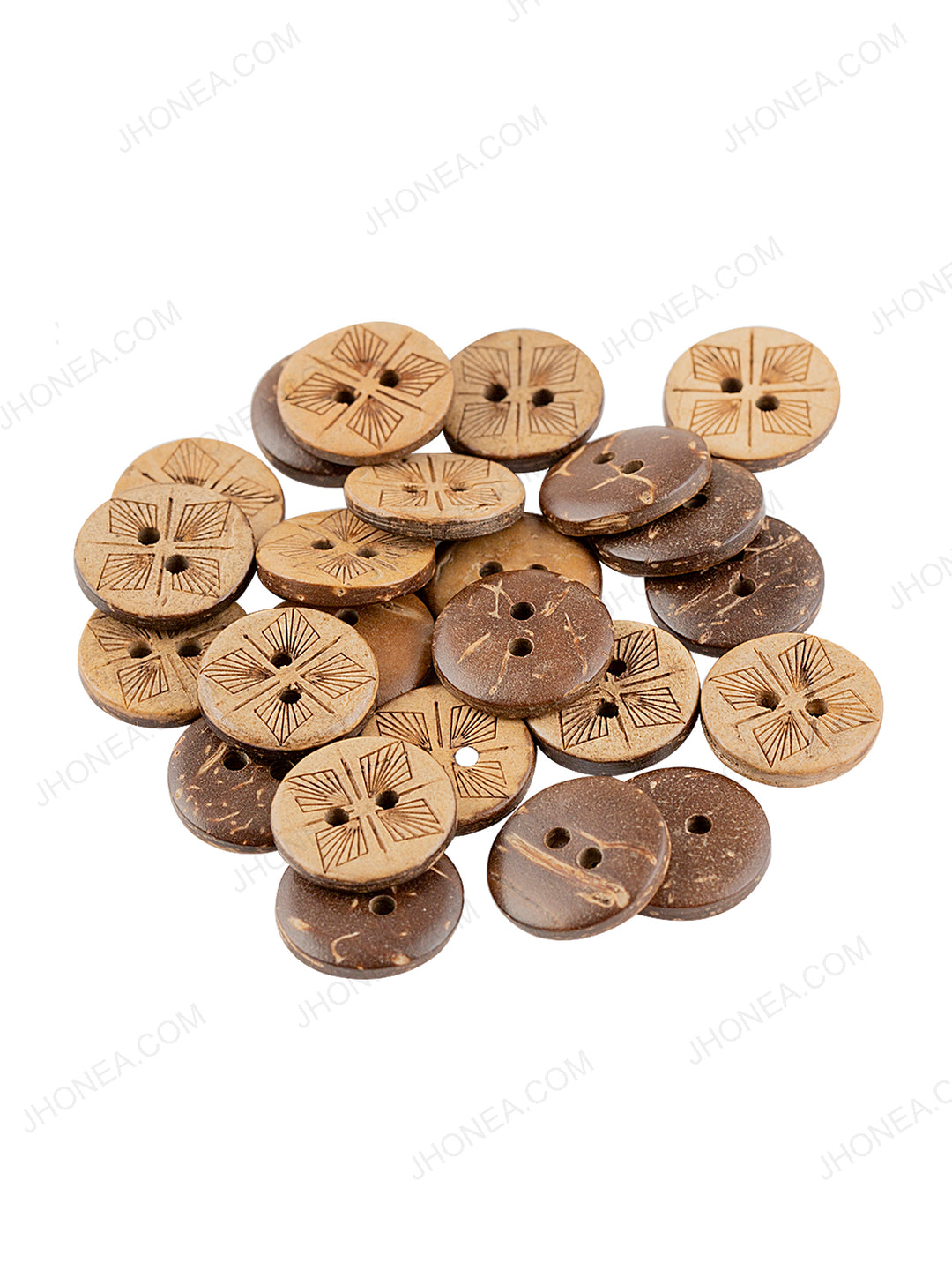 Geometrical Design Round Coco Natural Buttons