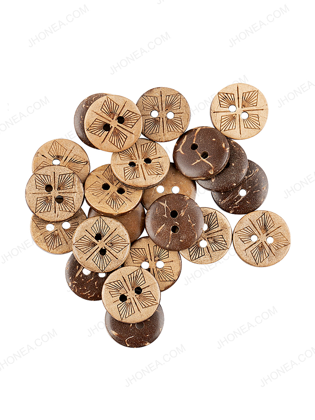 Geometrical Design Round Coco Natural Buttons