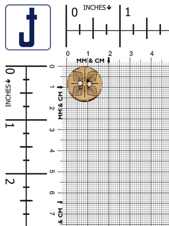 Geometrical Design Round Coco Natural Buttons
