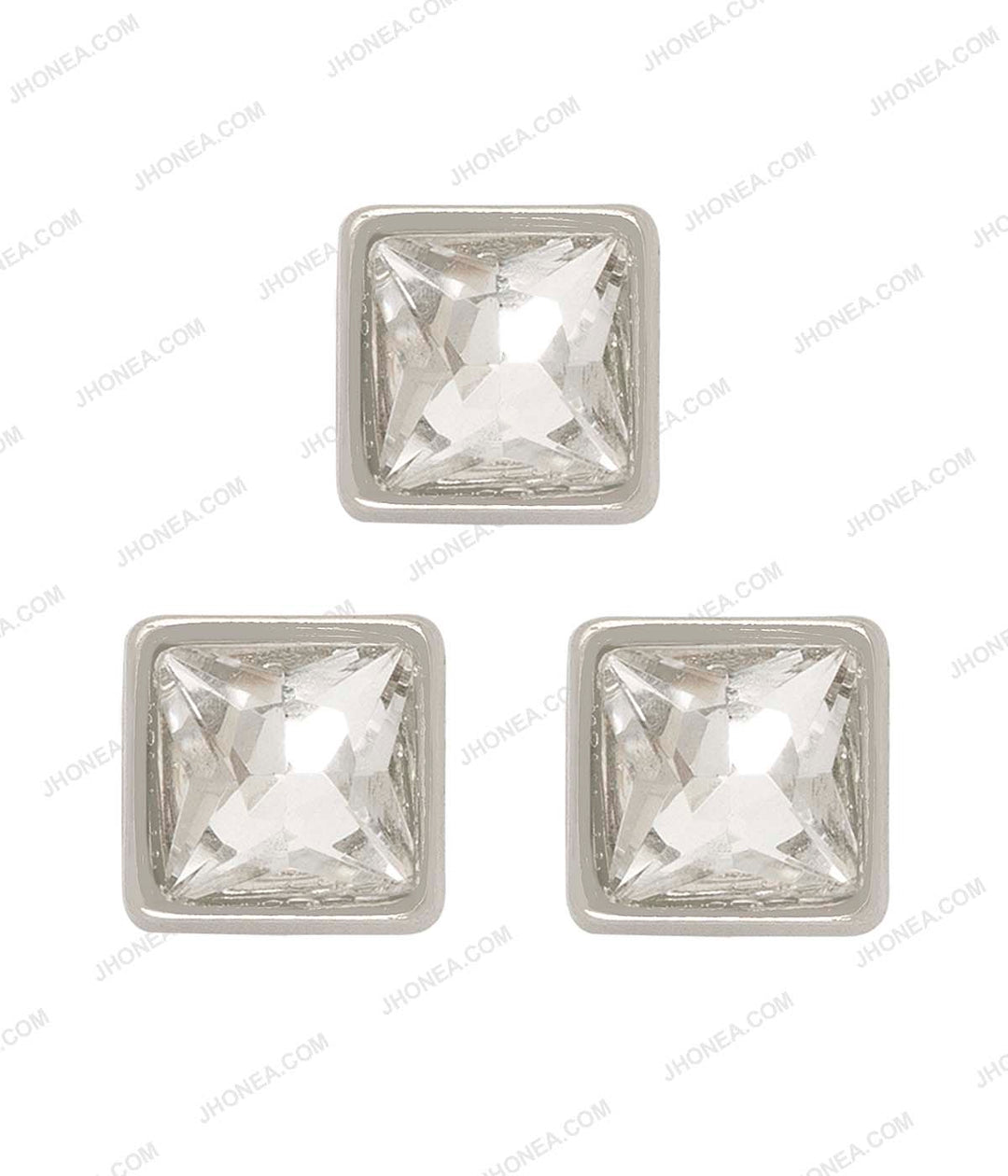 Sparkling Silver Square Cut Diamond Buttons for Kurtas/Kurtis