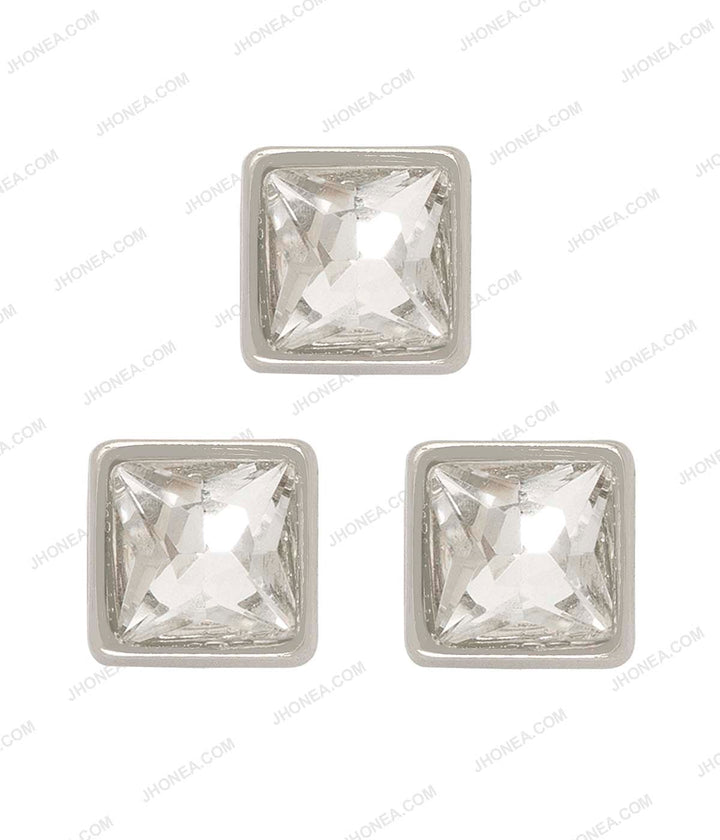 Sparkling Silver Square Cut Diamond Buttons for Kurtas/Kurtis