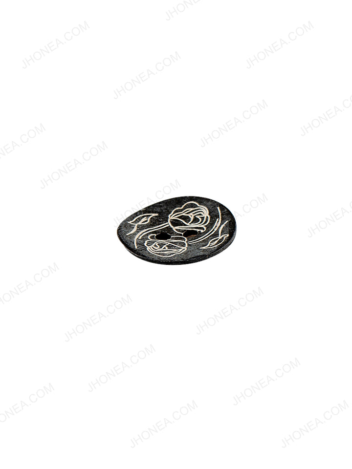 White Printed Round Shape 2-Hole Natural Colour Buttons