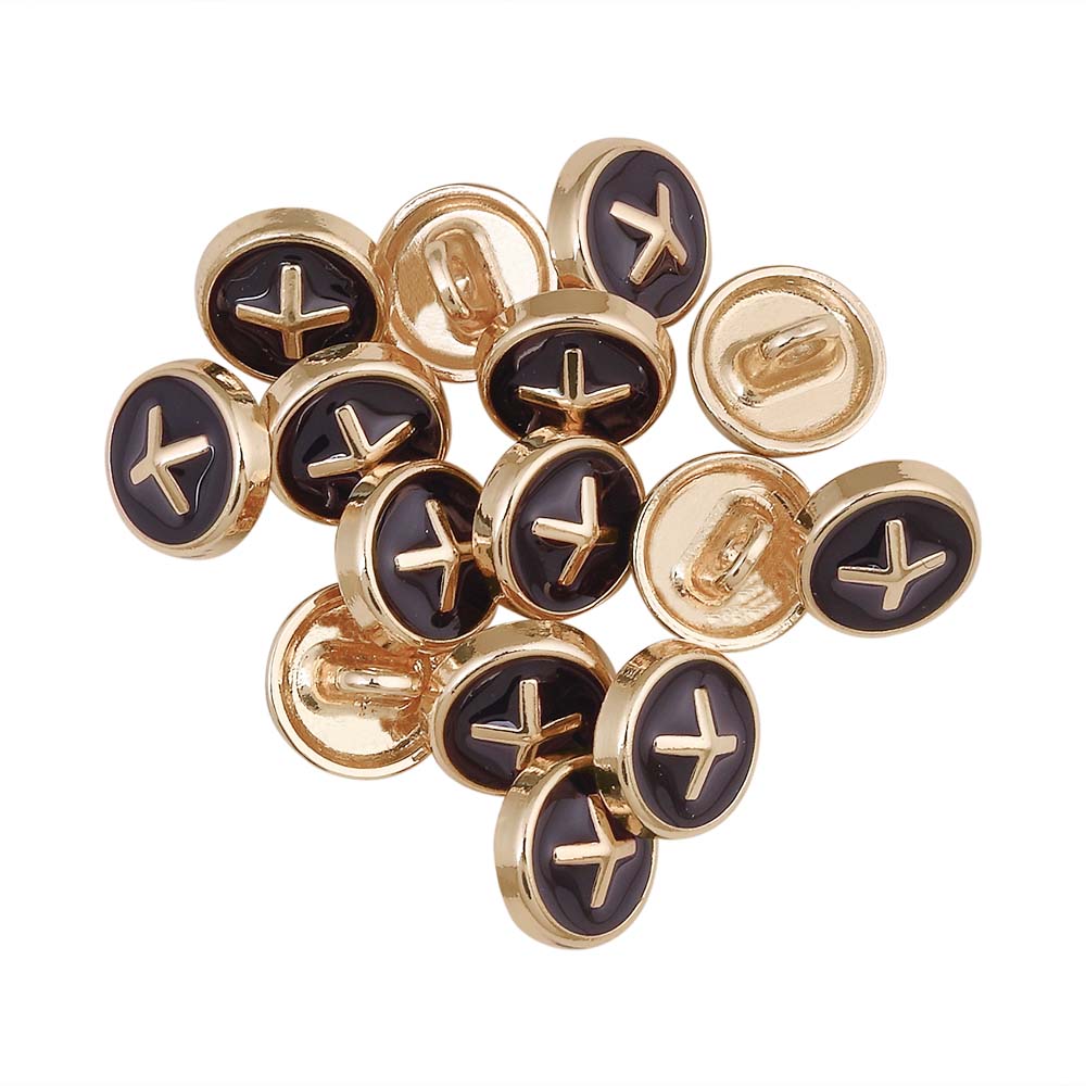 Shiny Cross Stitch Black Enamel 10mm Loop Shirt/Kurta Buttons