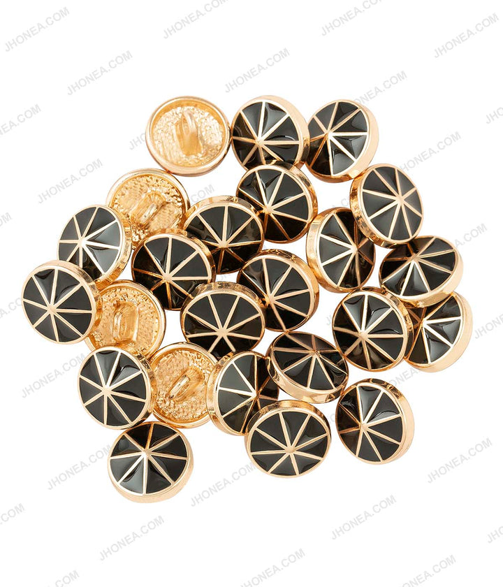Black Enamel Shiny Wheel Design Surface Shirt Buttons