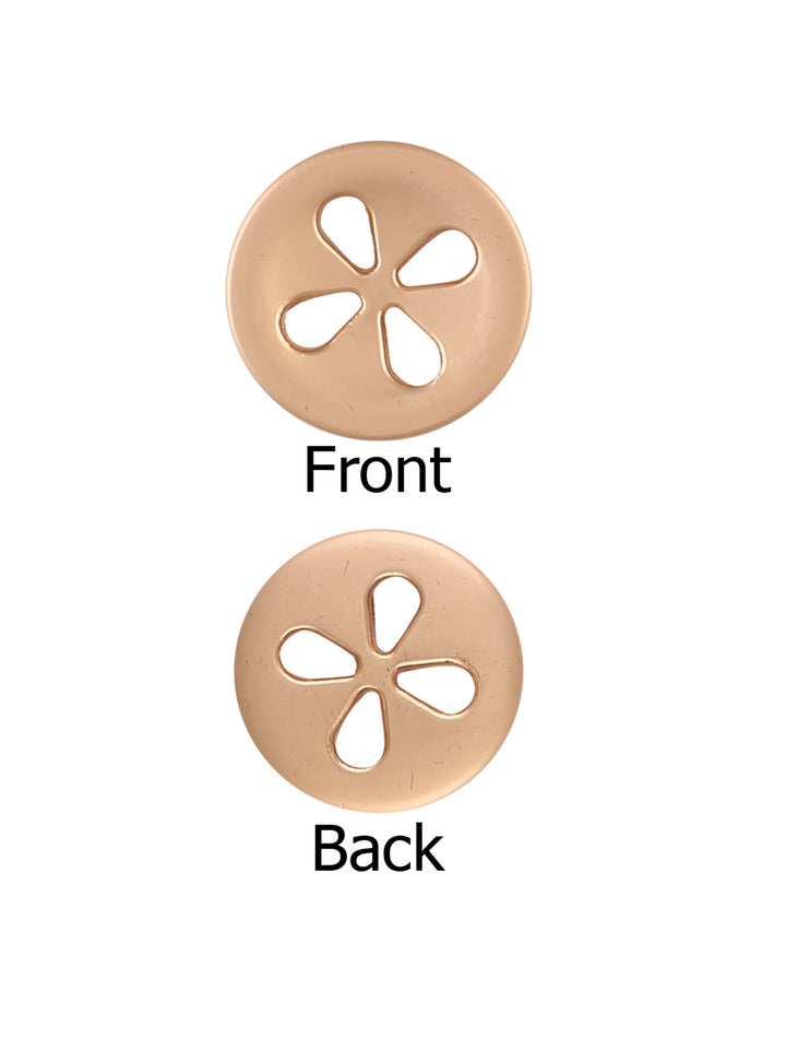 Round Shape Matte Gold Cute Flower Design Metal Button